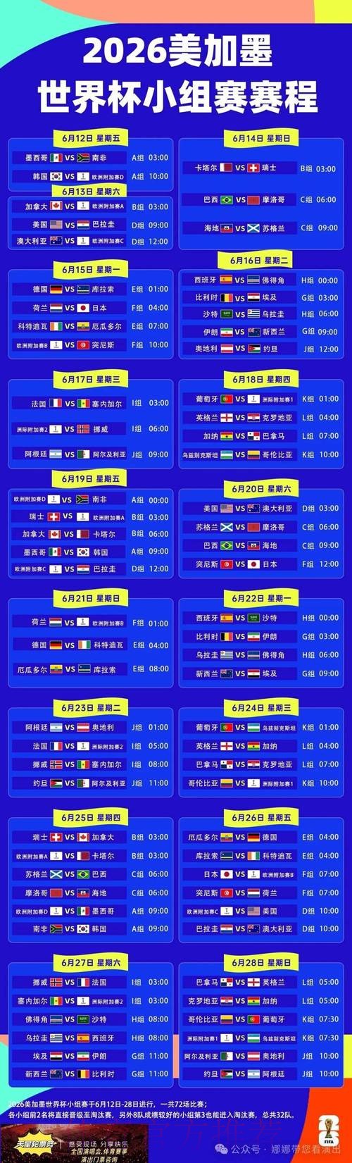 2026世界杯每日赛程官方发布赛事详情怎么看